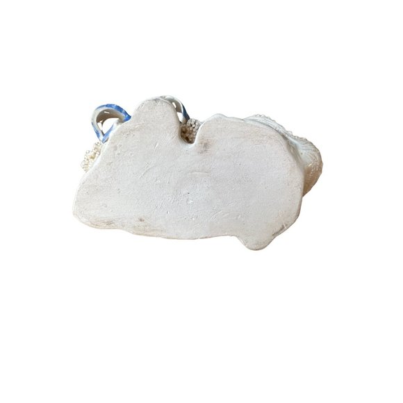 Vintage White Poodle Spaghetti Blue Bow polka dots figurine kitchy - Picture 4 of 7